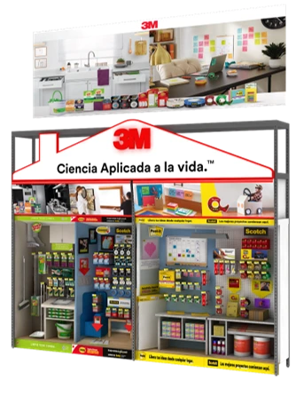 "Ingeniería Estructural en Cartón: Exhibidores Versátiles Adaptados al Portafolio Multicategoría de 3M con Exhibipop."