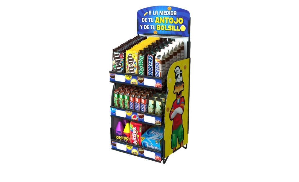 "Soluciones de exhibición tipo counter que maximizan la visibilidad de productos pequeños y aumentan el ticket promedio en el punto de venta, desarrolladas por Exhibipop."