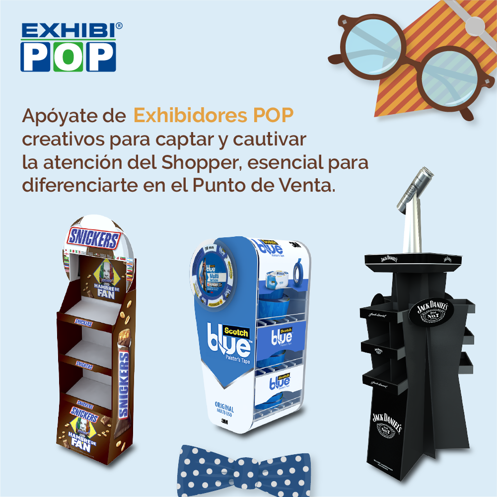 Apóyate de Exhibidores POP creativos para captar y cautivar la atención del Shopper